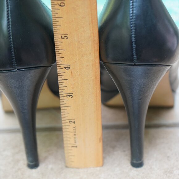 FRANCO SARTO BLACK OPEN TOE PUMP HEEL SZ 7.5 LEATHER - Picture 5 of 15